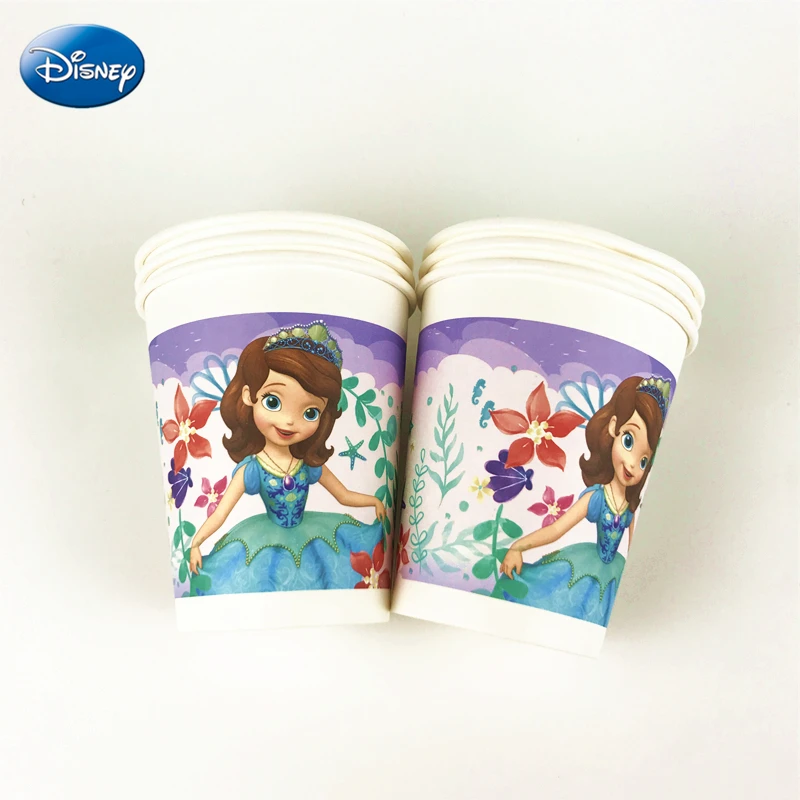 

New 56pPcs Disney Sofia Princess Disposable Tableware Kids Girls Birthday Party Decoration Paper Plate+Cup+Napkin+Flags Supplies
