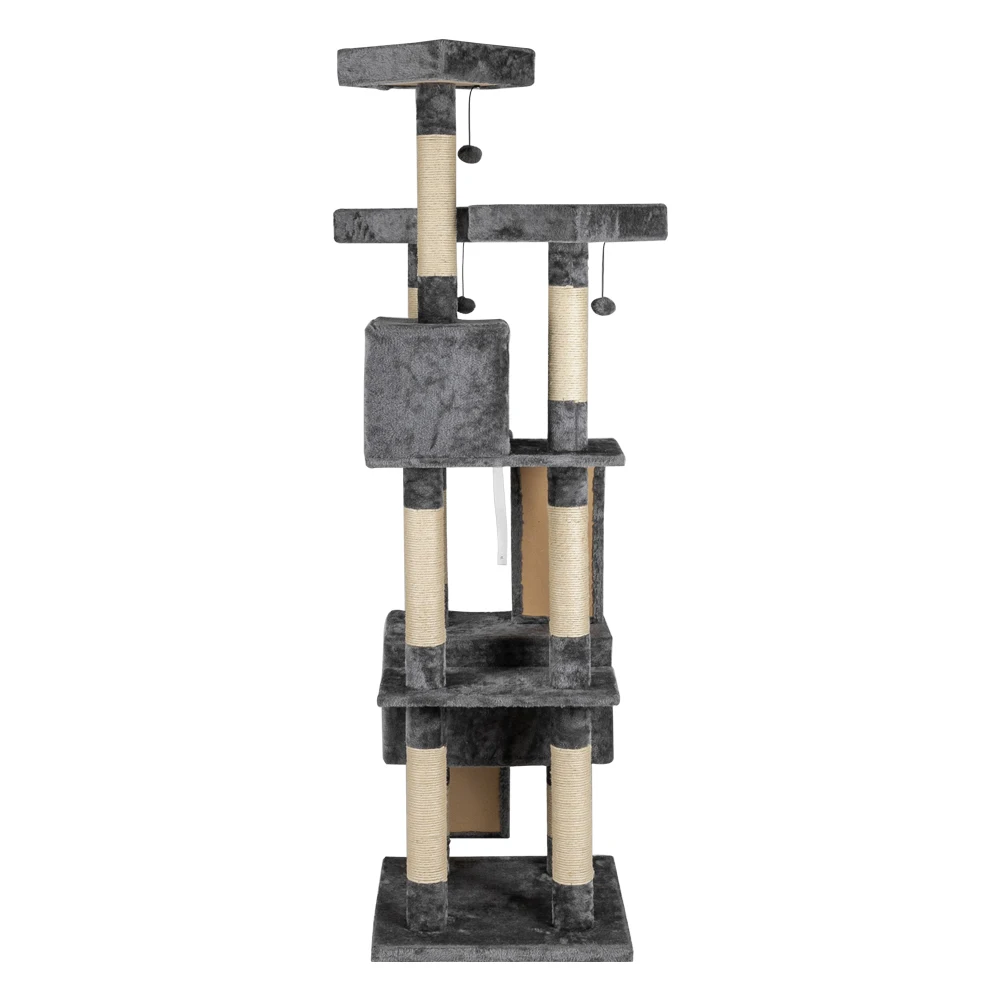 

66" Cat Tree Tower Post Pet House Play Kitten with Cozy Perches Grey cat house cat supplies cat scratching post