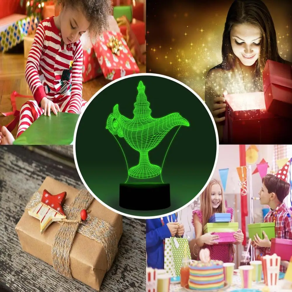 NiteApps 3D Аладдин волшебная лампа ночник настольная Иллюзия украшение лампа подарок на день рождения приложение/сенсорное управление