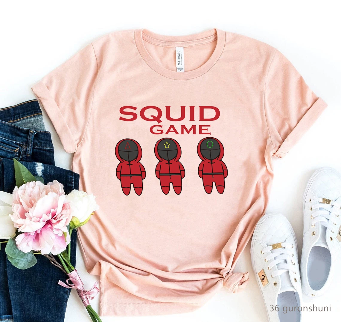 

Pink T-Shirt Women Clothes 2022 Squid Game Graphic Print Tshirt Femme Summer Fashion Korean T Shirt Female Harajuku Shirt Tops