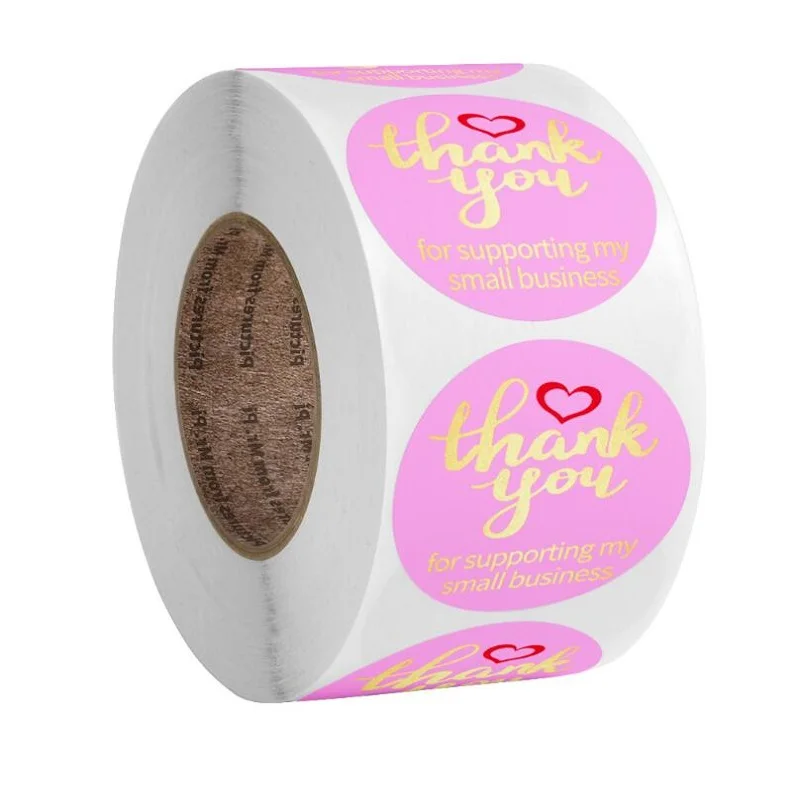 1500 шт. Спасибо наклейки этикетки для печати с 1 дюйм круговой золото Фольга