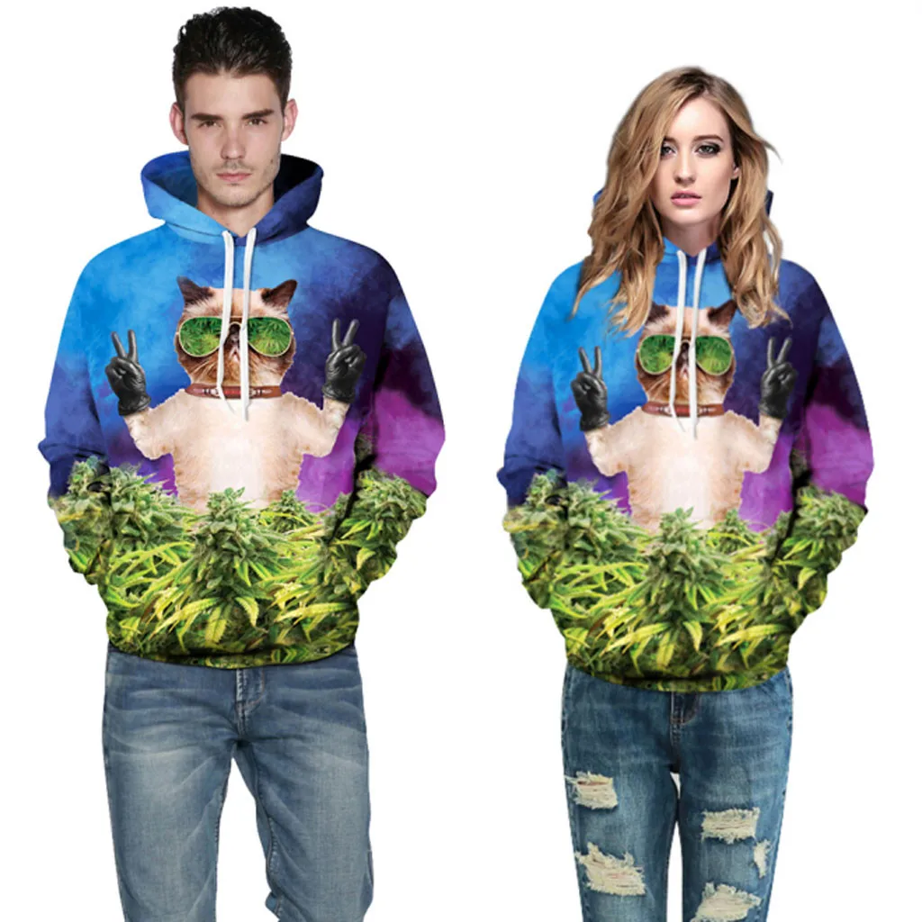 Хэллоуин для мужчин и женщин режим 3D пары свитшоты повседневные осень зима