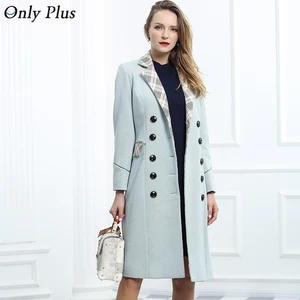 Только плюс женские Зимнее шерстяное длинное пальто на пуговицах с карманами; Смеси офисные длинные пальто Модные Узкие лацканы курточка (пошив из кусочков)