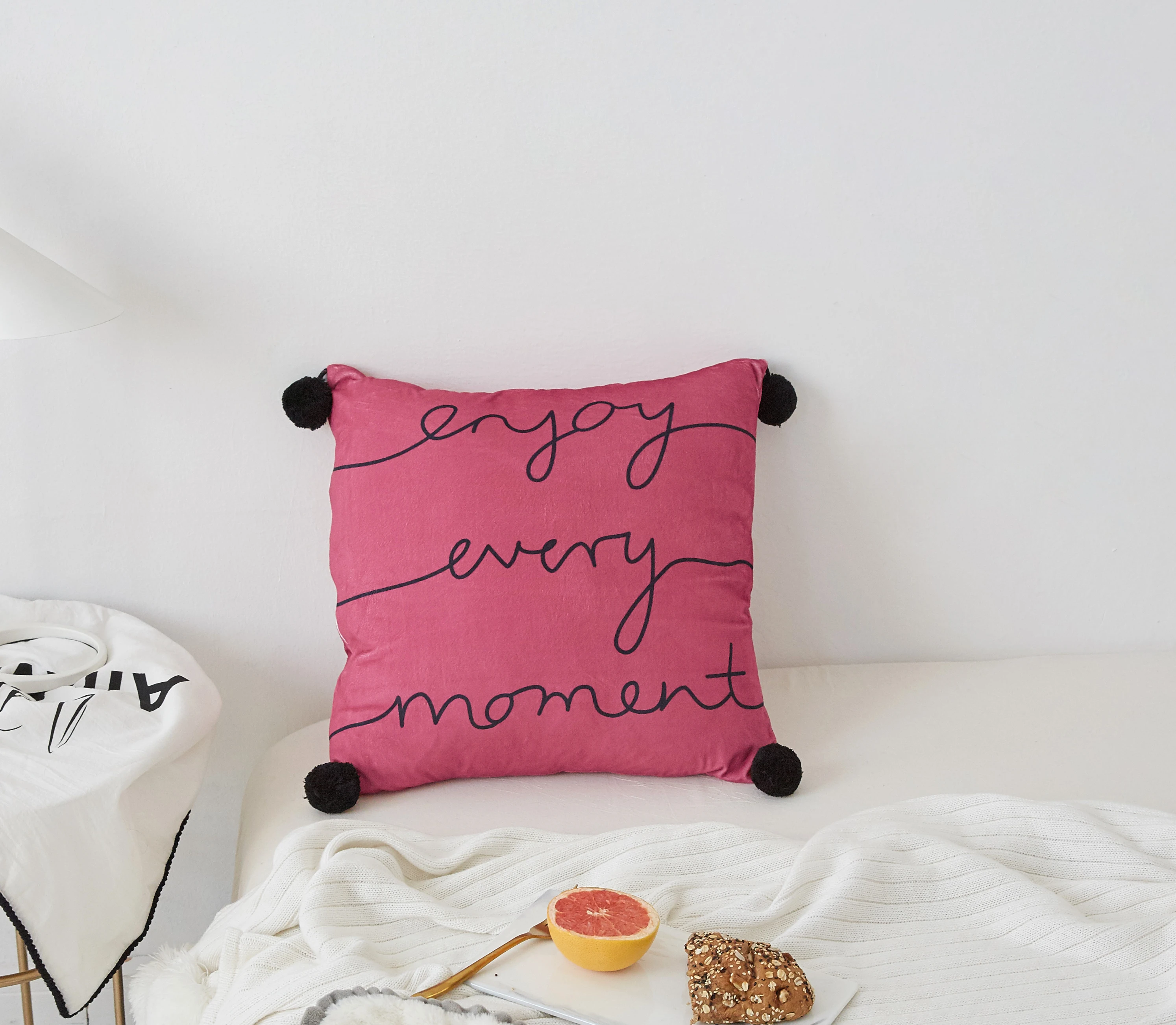 Фламинго квадратная подушка меховой шар Двусторонняя цифровая печать кристалл