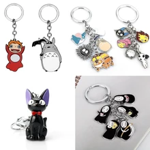 Anime Kiki's Delivery Service Keychain Spirited Away Key ring Ponyo on the Cliff Totoro Metal Key Chains Cartoon Jewelry Gifts