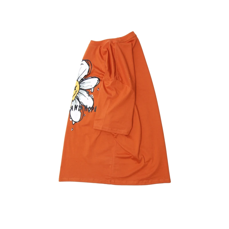 Мужская футболка в стиле хип-хоп с цветочным принтом уличная из чистого хлопка