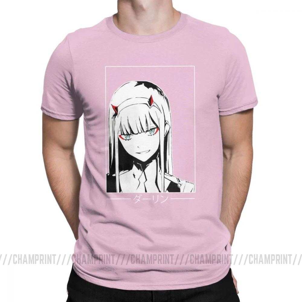 Розовый Крутая футболка Zero Two Darling In The Franxx Movie, футболка для мужчин, хлопок, футболки смешного размера плюс, топы, Новое поступление одежда - Цвет: Розовый
