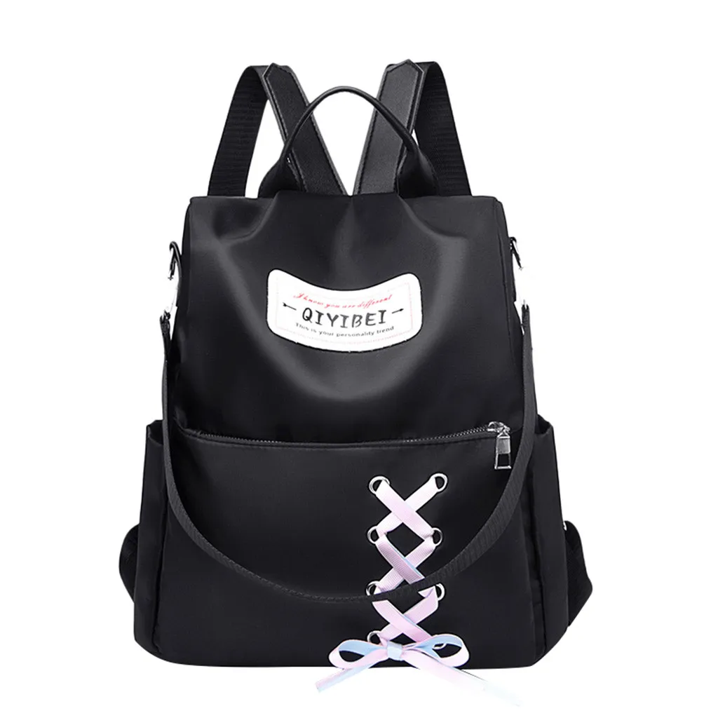 Модный большой рюкзак для девочек нейлоновый однотонный дорожный с защитой от