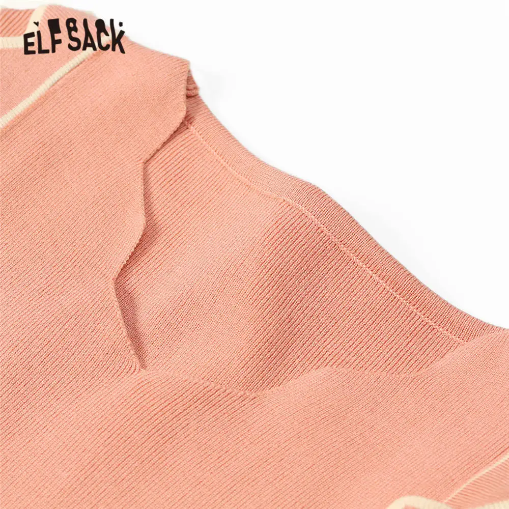 Женское трикотажное платье ELFSACK розовое Повседневное с цветными блоками