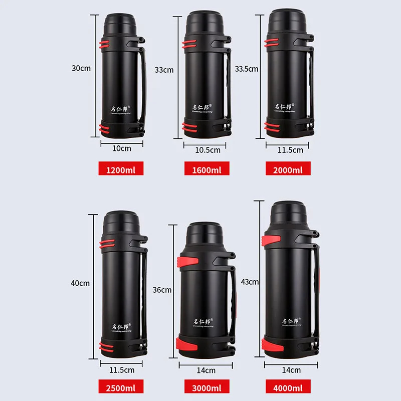 1200-4000ML Large Thermos Bottle Vacuum Flasks Stainless Steel Insulated Water Thermal Cup With Strap 48 Hours Insalation | Дом и сад