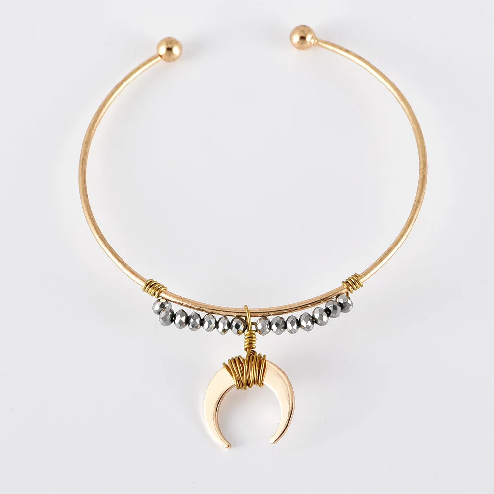 6 шт./компл. богемный модный золотистый Лунная ракушка Кристальные бусины