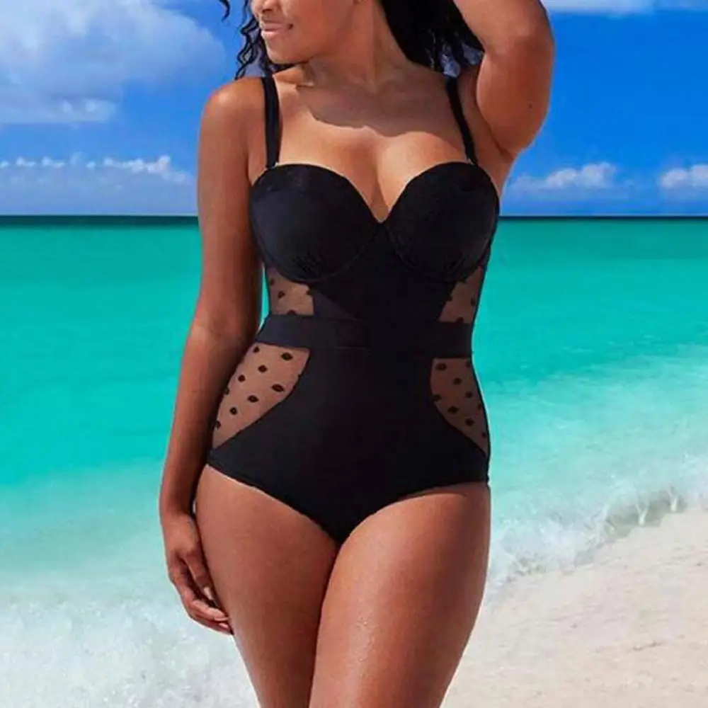 Для женщин Большие размеры Купальники Пуш Ап комбинированное Сетчатое бикини