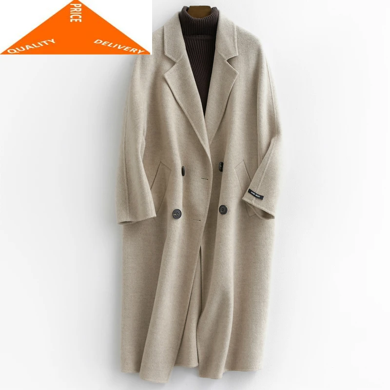 

Осенне-зимнее женское пальто, 900% Натуральная шерсть, женское приталенное длинное пальто, Корейская одежда, весенние шерстяные куртки, LWL9392