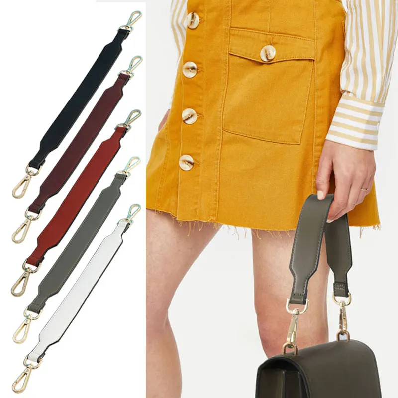 

Quality Leather Shoulder Bag Strap Fashion Accessories Diy Short Handbag Handle Solid Color Bag Strap Replacement Obag Handle