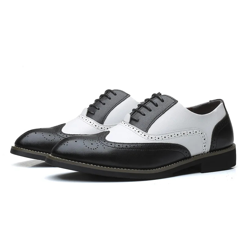 

Мужские деловые кожаные лоферы, черные, белые, деловые, мужские, на шнуровке, коричневые, Мужские броги, полуботинки, платье, обувь