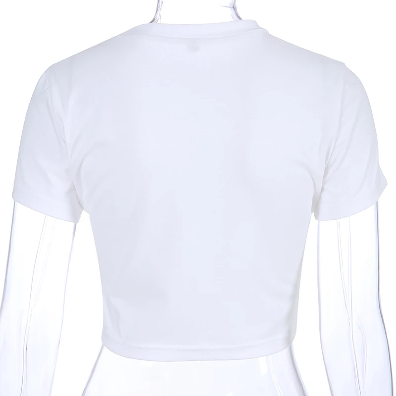 

Cropped White Angel Short Sleeve T Shirt Women Streetwear O-neck Streetwear T-shirt 2020 Summer Knitted Tee Shirt Femme
