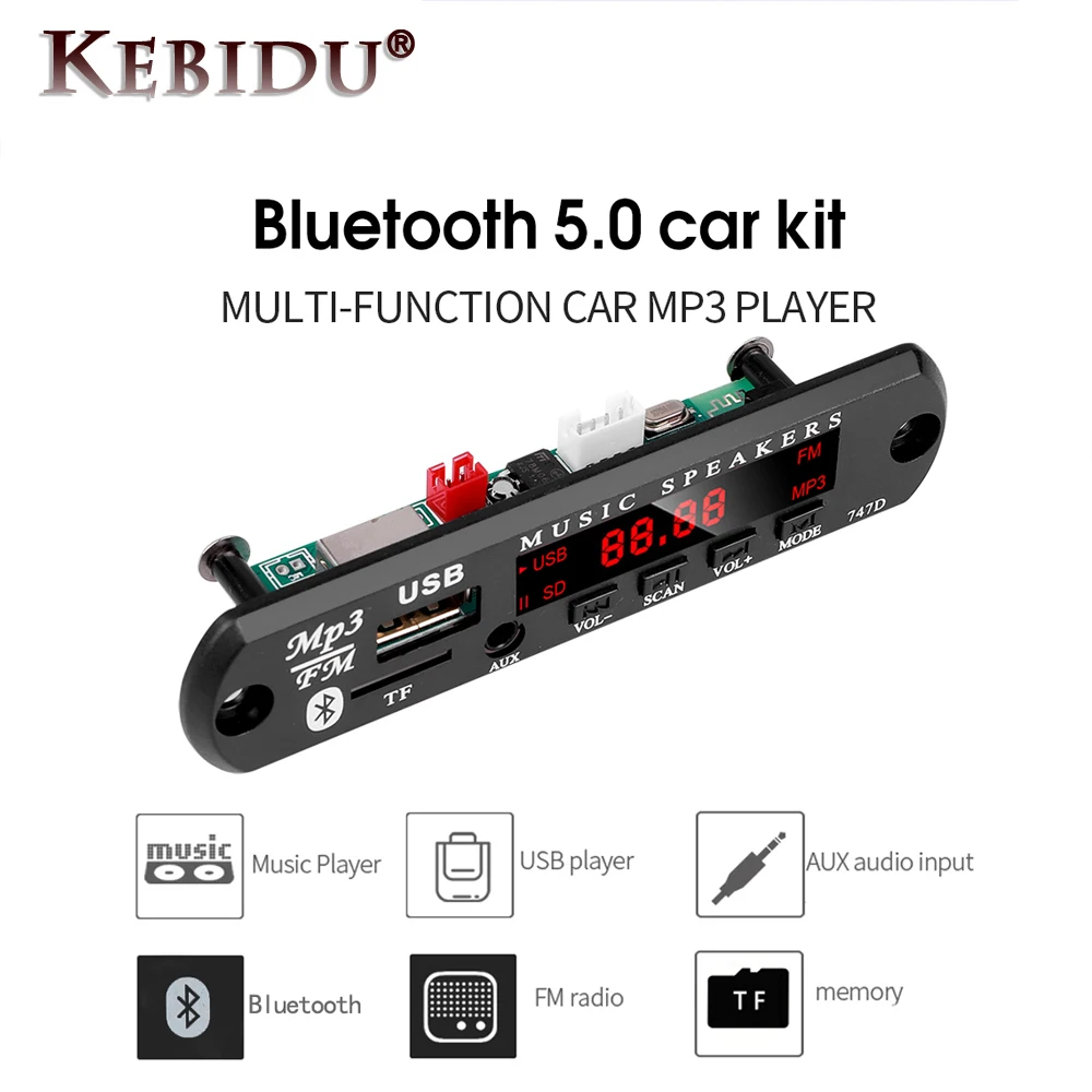 Mp3-плеер Kebidu 9 В-12 в Плата декодера беспроводной Bluetooth 5 0 Palyer 2x15 Вт усилитель TF радио
