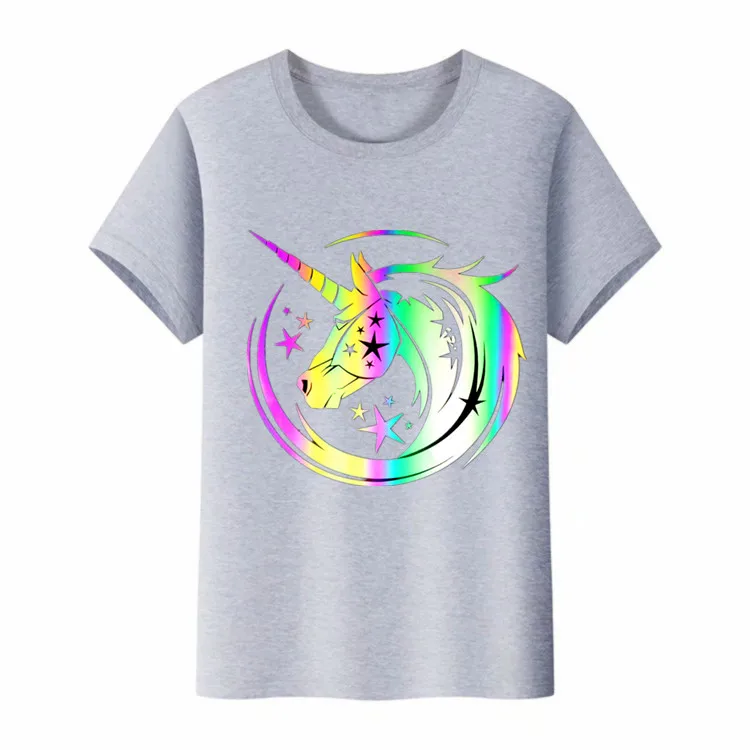 

Children's colorful reflective high-quality toner cotton 2021 new cartoon unicorn boy multicolor T-shirt trendy fashion top vest
