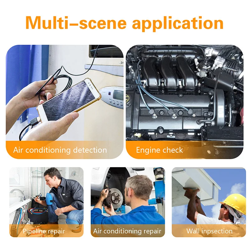 

3.9mm Android Endoscope Camera 2.0 MP 3 in 1 USB Mini Camcorders Waterproof 6 LED Borescope Inspection Camera For Huawei PC