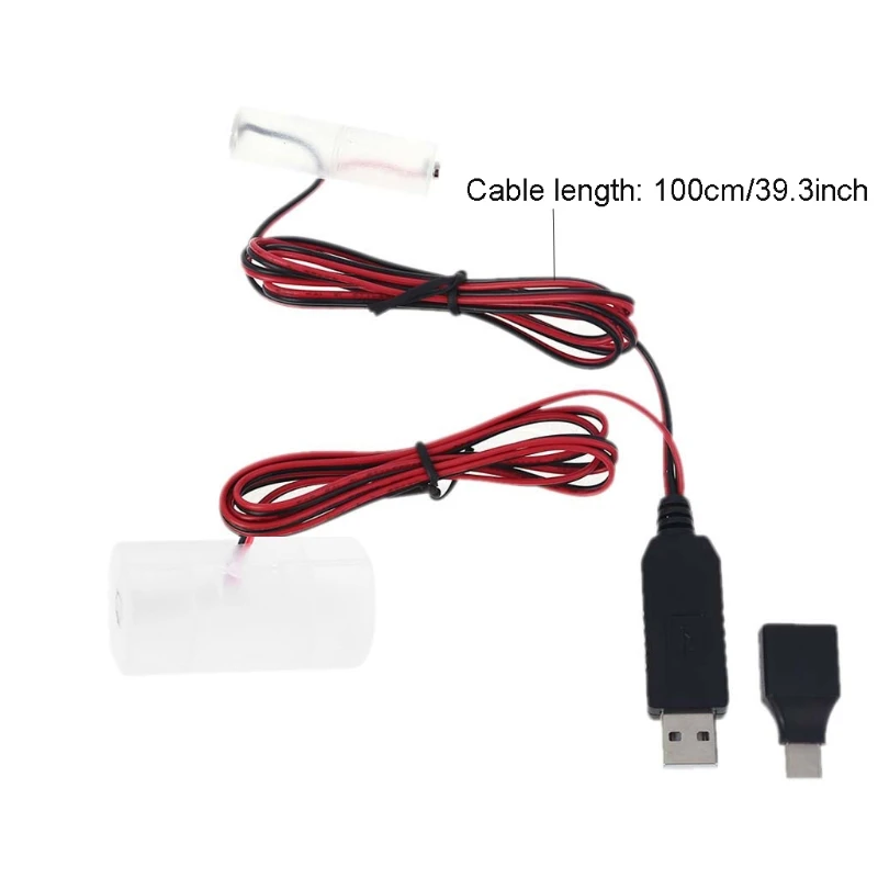 Сетевой преобразователь USB/Type C в Устранитель аккумулятора размера AA + D Замена 1 4pc