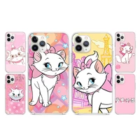 cartoon pink marie cat for apple iphone 13 12 11 se xs xr x 7 8 6 5 s mini plus pro max 2020 soft transparent phone case