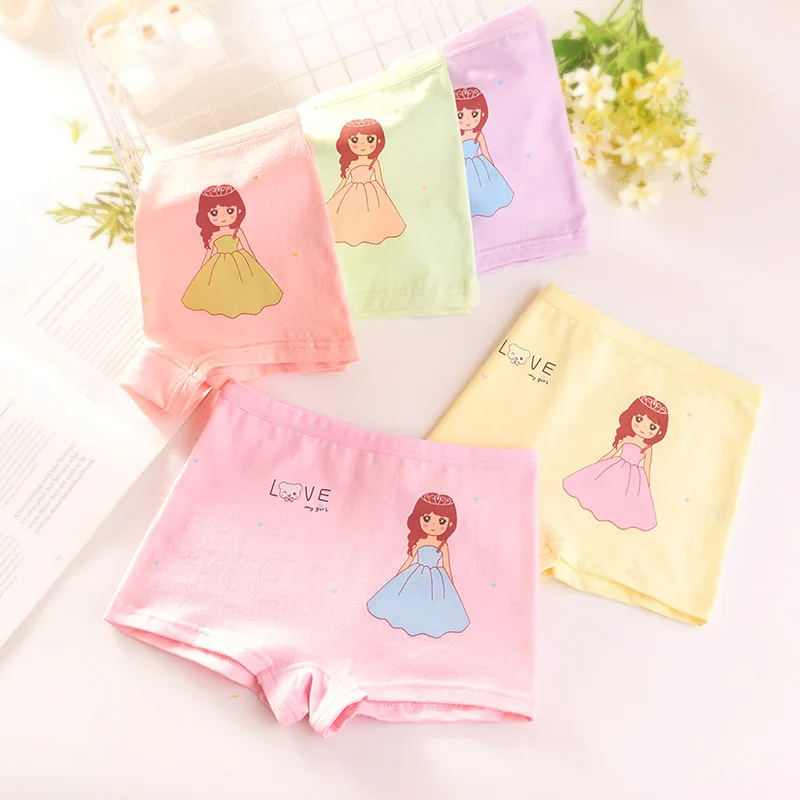 

6Pcs/Lot Children's Underwear Girls Fine Shuttle Cotton Student Cute Cartoon Deer-shaped Dot Baby Triangle Shorts for 3-10years