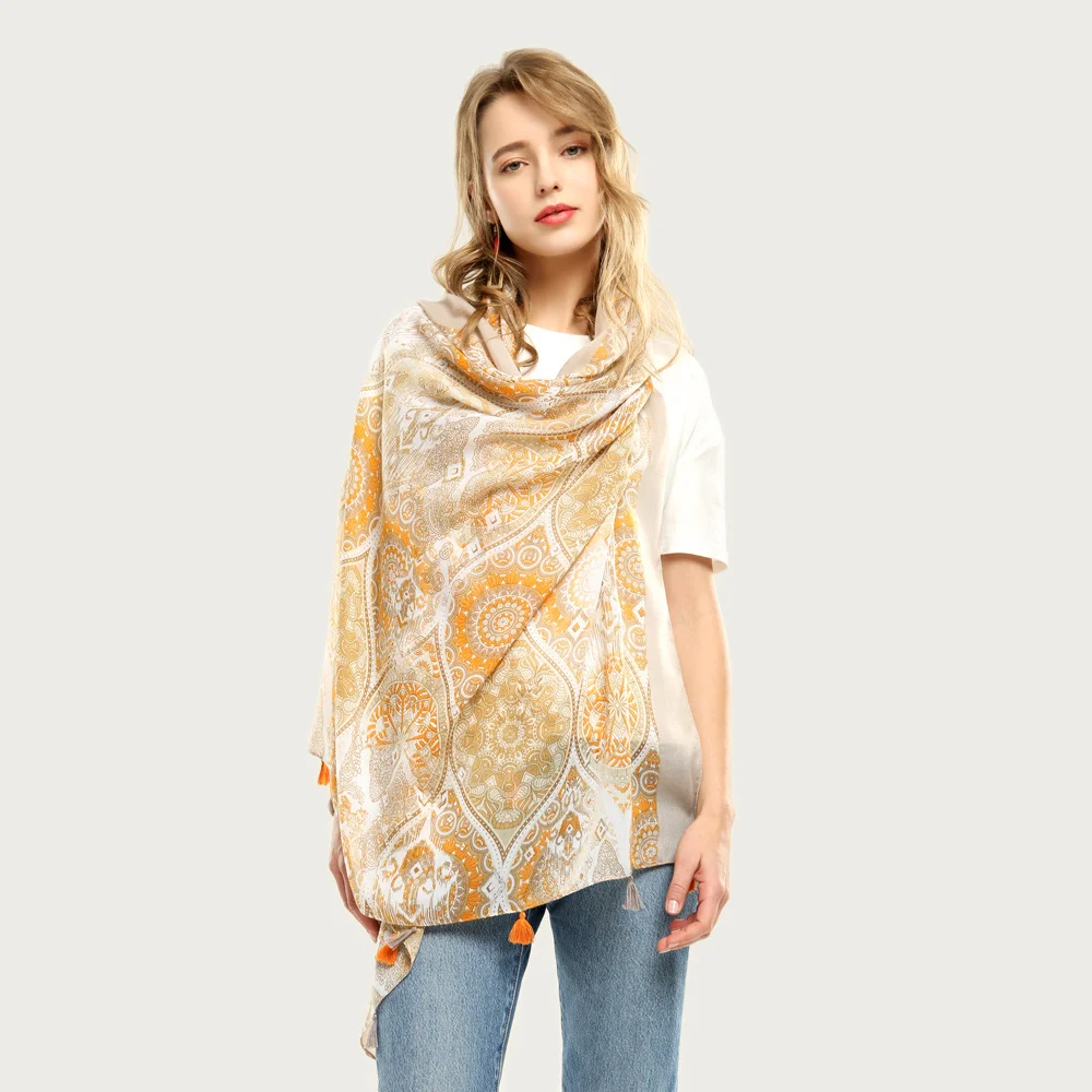 

Soft Vintage Hijab Scarf for Women Pattern Print Design Foulard Bandana Large Blanket Wrap Shawl [6719]