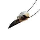 Ожерелье в готическом стиле с кулоном в виде ворона, черепа, Реплика из смолы, Волшебная ворона, голова птицы, цепочка с кулоном, ожерелье в виде скелета 3D, винтажные мужские украшения