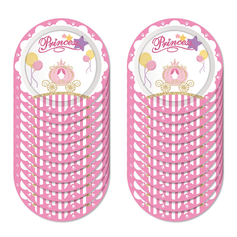 24 шт 7 дюймов Одноразовые десертные тарелки для сладкой принцессы Замок вечерние