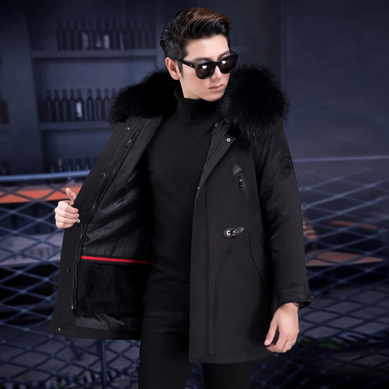 Новинка 2021 мужское меховое пальто синее школьное для среднего возраста