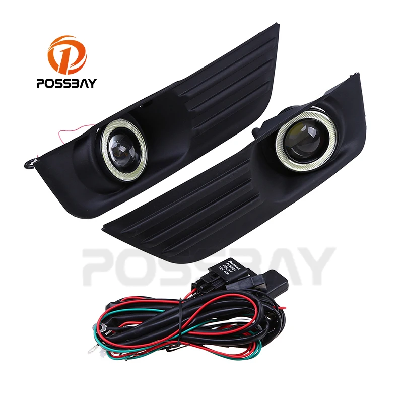 POSSBAY светодиодный Ангельские глазки DRL Белый туман светильник s лампы дневного