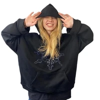 women coats hoodie vintage clothes sweatwear sweat hoodies cyber y2k rhinestone kawaii grunge jacket oversized sweatshirt
