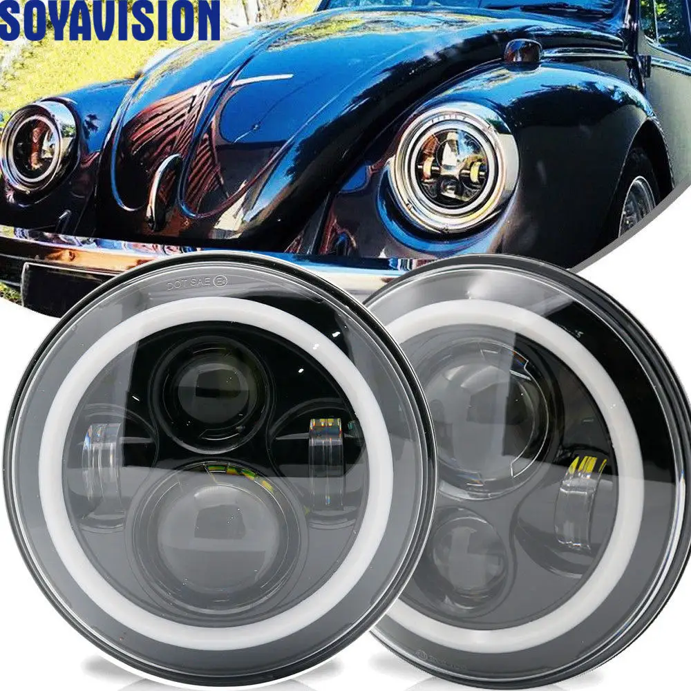 2 шт. автомобиля светодиодный 7 дюймов круглый фар Conversion Kit для VW Beetle классический
