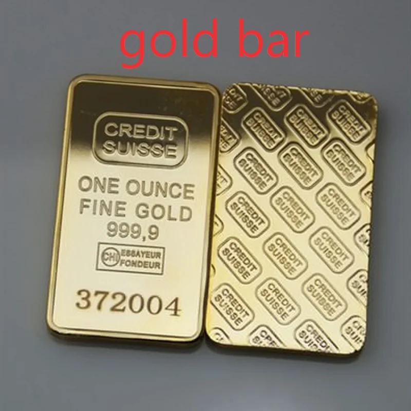 

50x28MM 24K Gold Plated Switzerland Souvenir Coin Layered Bullion Bar Switzerland Bar Modern Art Commemorative Coin Replica
