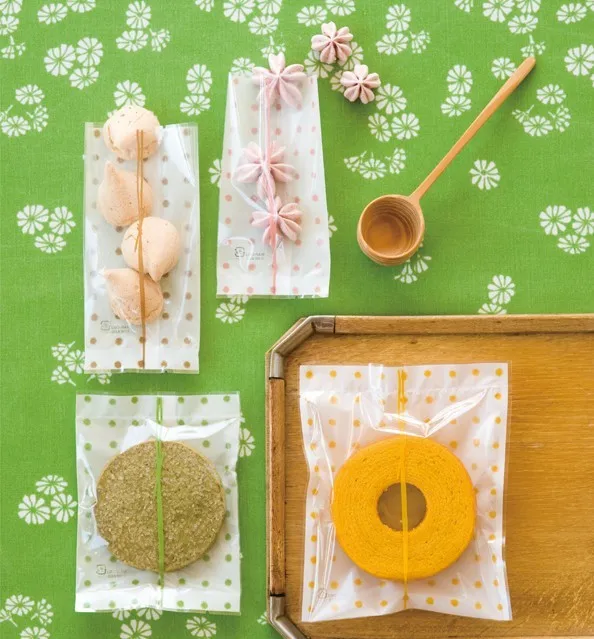 Белые и зеленые точечные открытые пакеты для печенья/подарочные подарочная