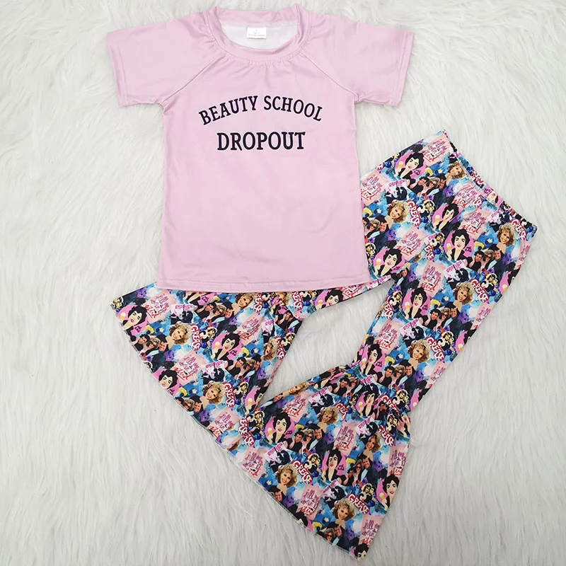 RTS Newborn children clothes set little girls back to school tshirts pants 2pcs outfits wholesale babies kids clothing and toys