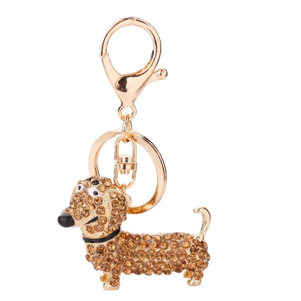 

Rhinestone Dachshund Dog Design Keychain Bag Car Key Ring Charm Pendant Best Gifts for Purse Small Lovely Cute