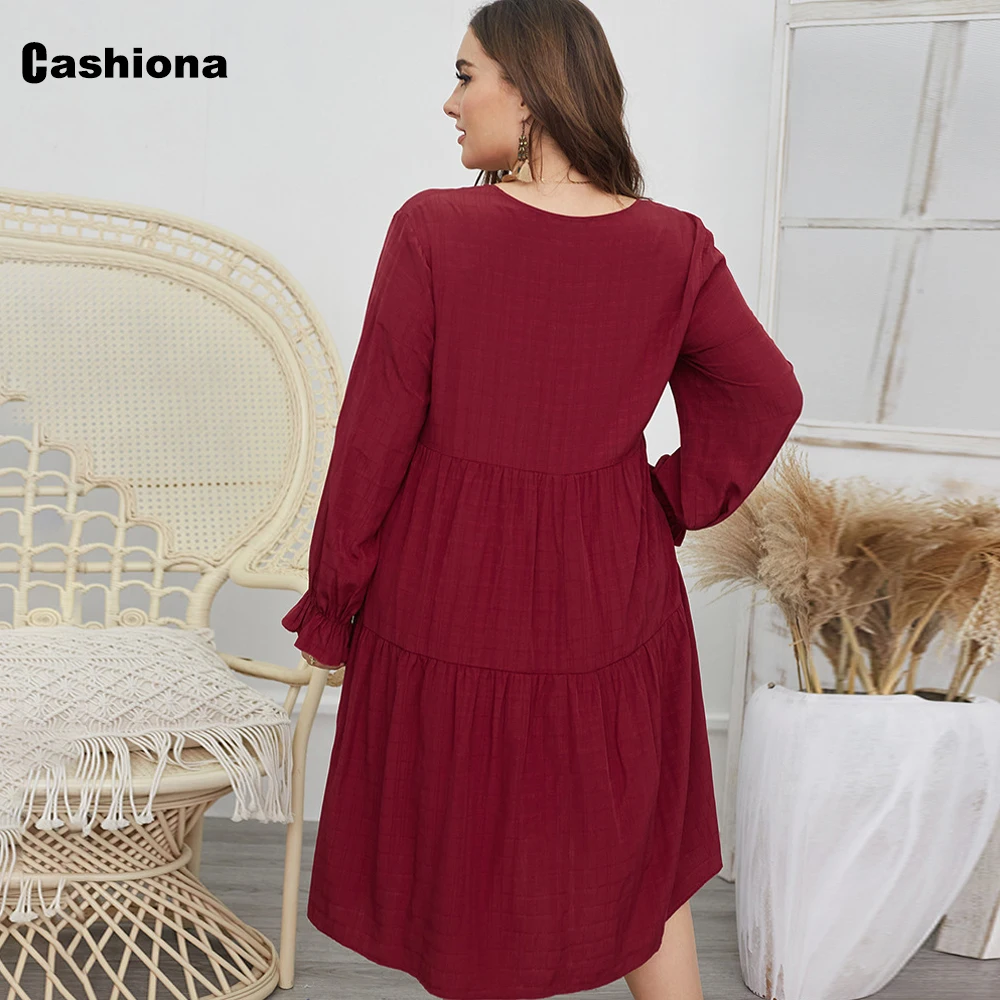 

Plus size 4xl Ladies Knee-Length Dress Women Clothing Long Sleeve Vintage 2021 Spring Autumn Vestido Robe Femme Pleated Dress