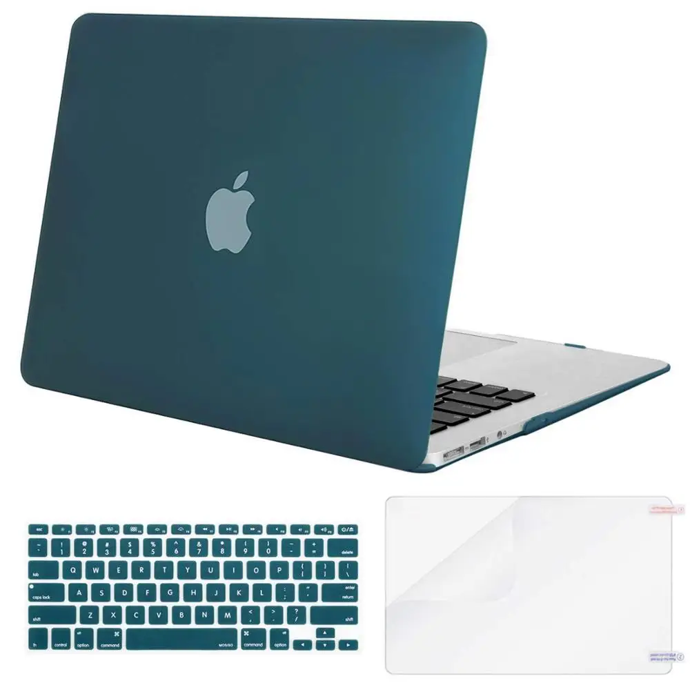MOSISO Жесткий Чехол для ноутбука Macbook Air 13 A1466/A1369, чехол для ноутбука 2012-+ чехол для клавиатуры+ Защитная пленка для экрана - Цвет: Deep Teal