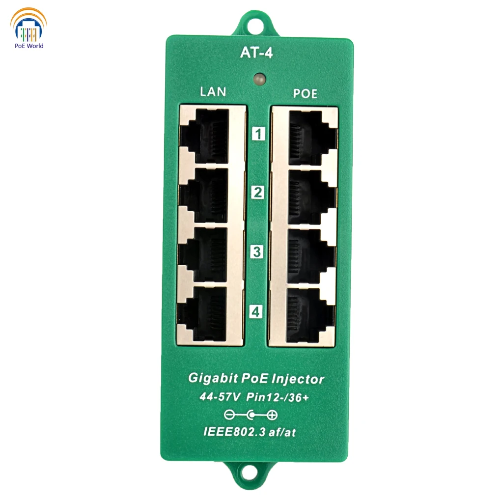 AT-4 802.3at переговоров Gigabit PoE 4 Порты и разъёмы Мощность over Ethernet инжектор для Cisco MikroTik