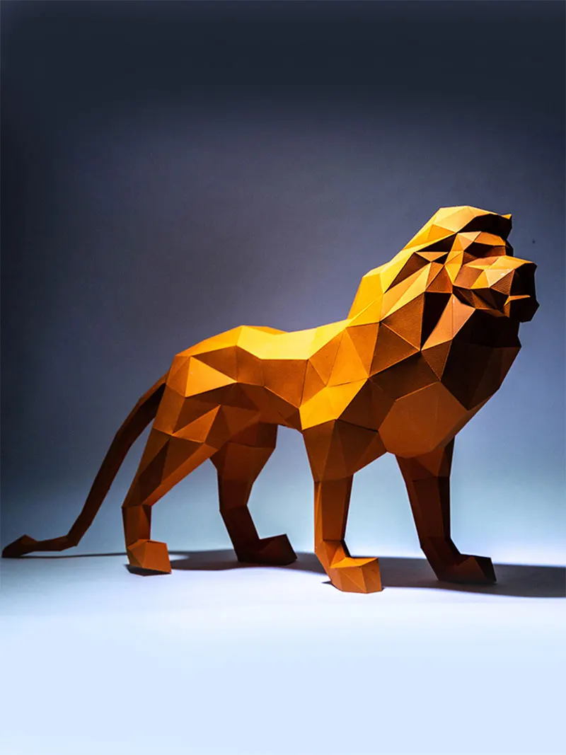 3D скандинавский Лев оригами для ручной работы животные Бумажная модель гостиная