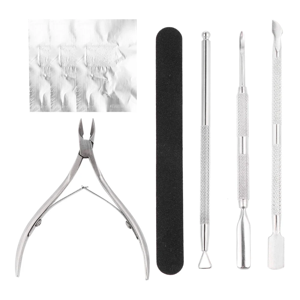 

64pcs Nail Remover Tin Set Cuticle Pusher Nail Polish Remover Manicures Tin Foil
