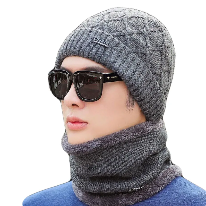 Брендовая Зимняя шляпа вязаная шапка шарф Skullies Beanies мужские зимние шапочки для