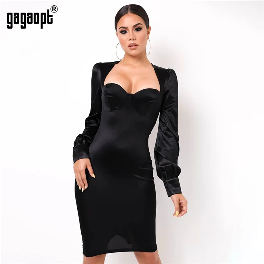 Gagaopt 2019 осеннее облегающее платье женское с длинным рукавом модные Клубные
