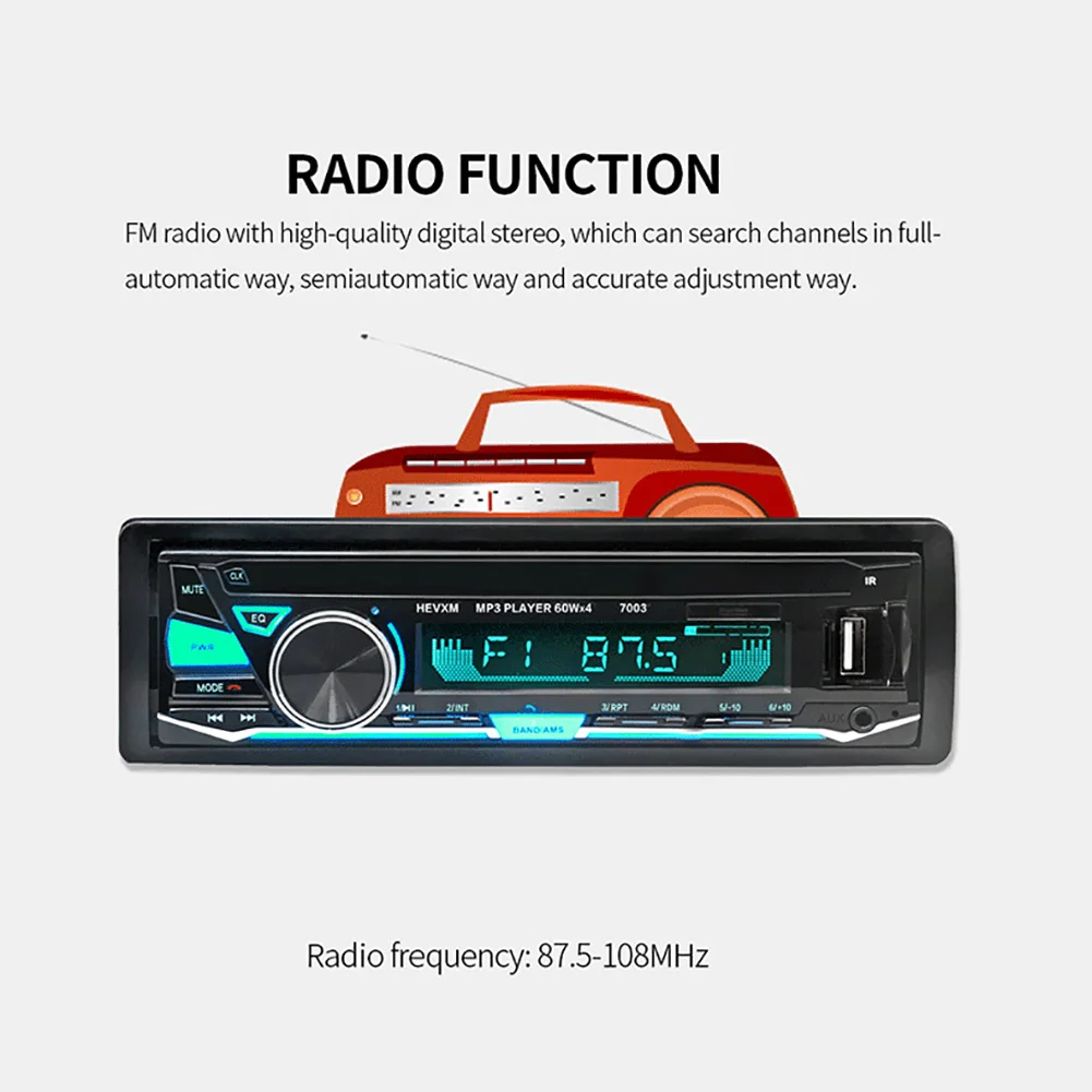 

Voice Broadcast Remote Control Wireless Bluetooth Car MP3 Player Auto Radio Electronics Stereo Handsfree Calls File Function FM