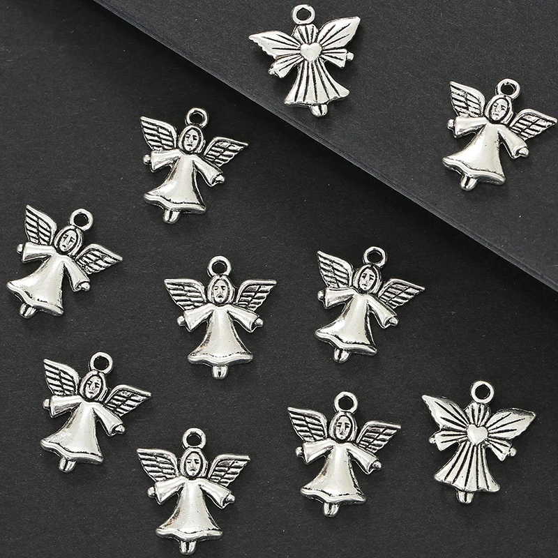 

80pcs Mixed Style Tibetan Silver Guardian Angel Charms Pendants For Women Men DIY Necklaces Bracelets Jewelry Accessories Box