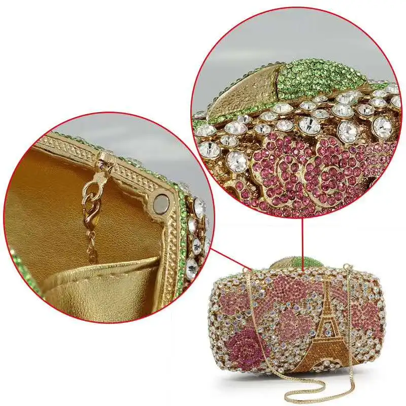 Женский вечерний клатч с кристаллами перфорацией и бусинами | Багаж сумки