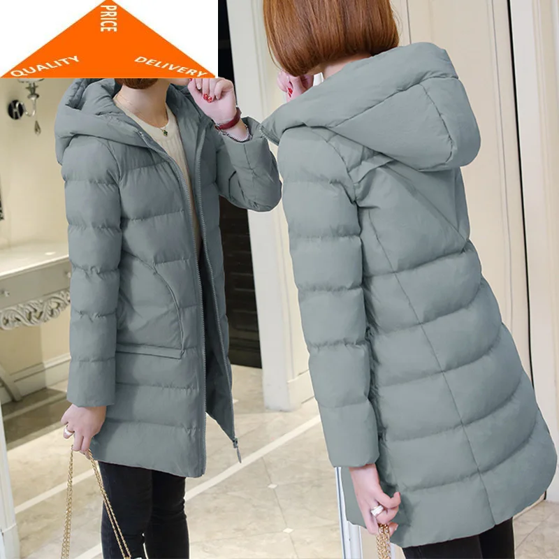

Cotton Parkas Down 2020 Thick Winter Jacket Women Slim Coat Hooded Ladies Black Long Jackets Tops Chaqueta Mujer LWL904