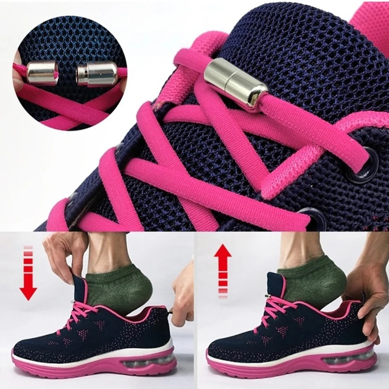 10Pcs Elastic Laces Clasps Metal Capsule Lock Buckles Tip Ends No Tie Shoelaces Tieless Elastic Lazy Shoelace Accessries