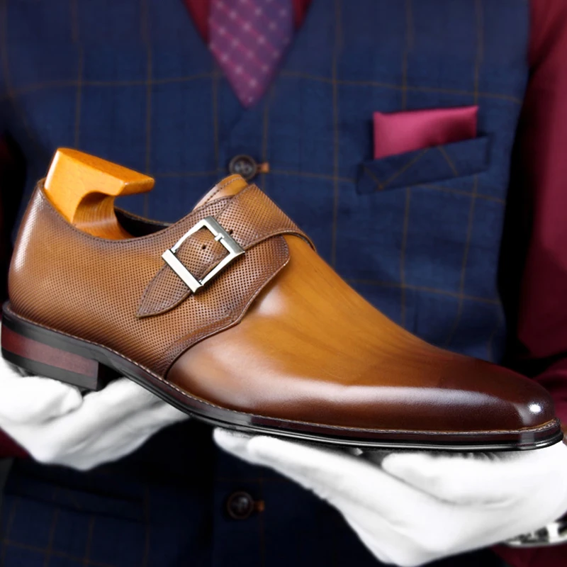 Мужские туфли ручной работы из натуральной кожи с острым носком на плоской